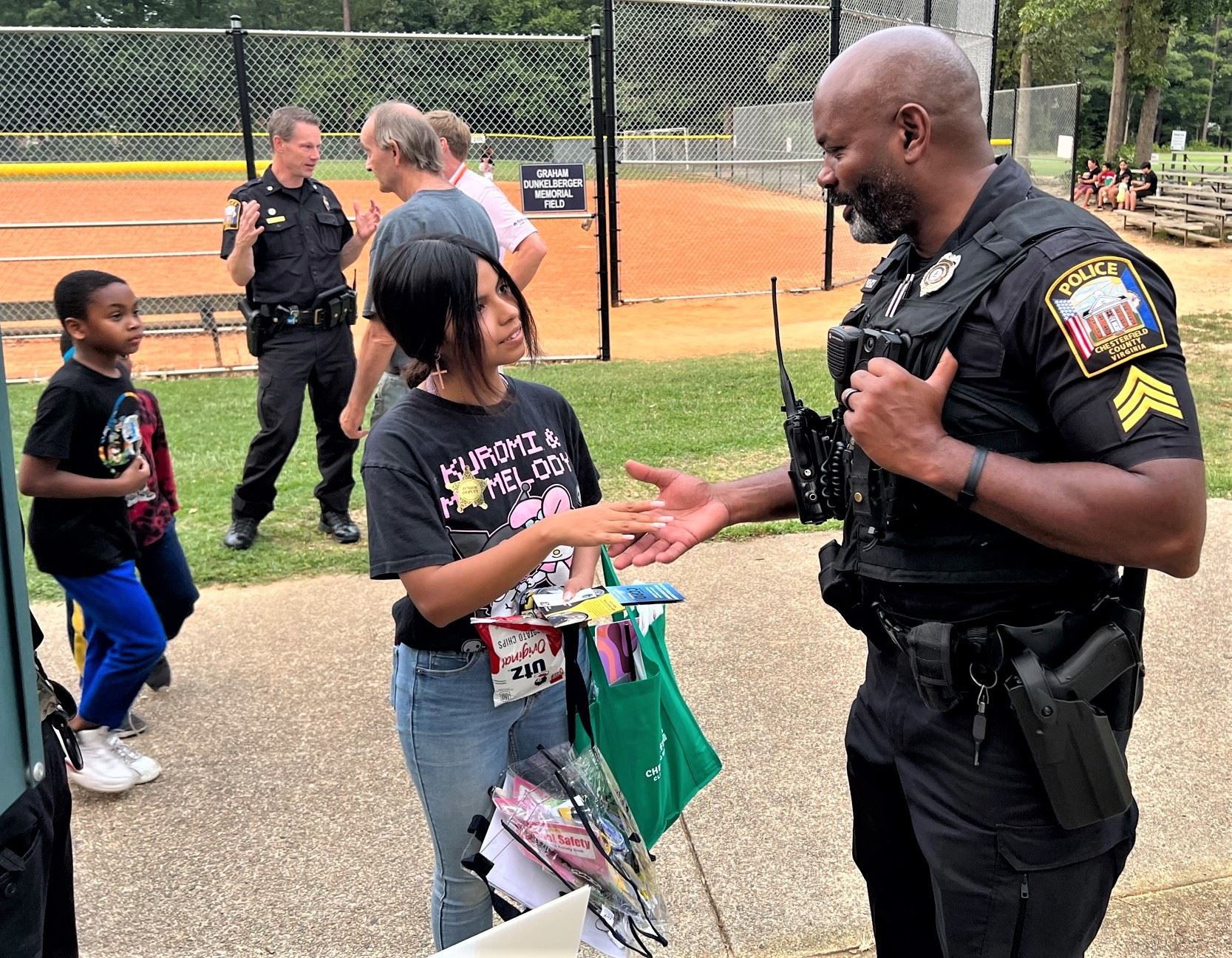 Small town police officer in the community